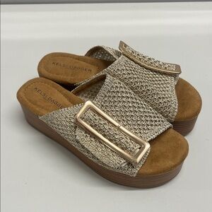 Kelsi Dagger Women's Gold Buckle Mules